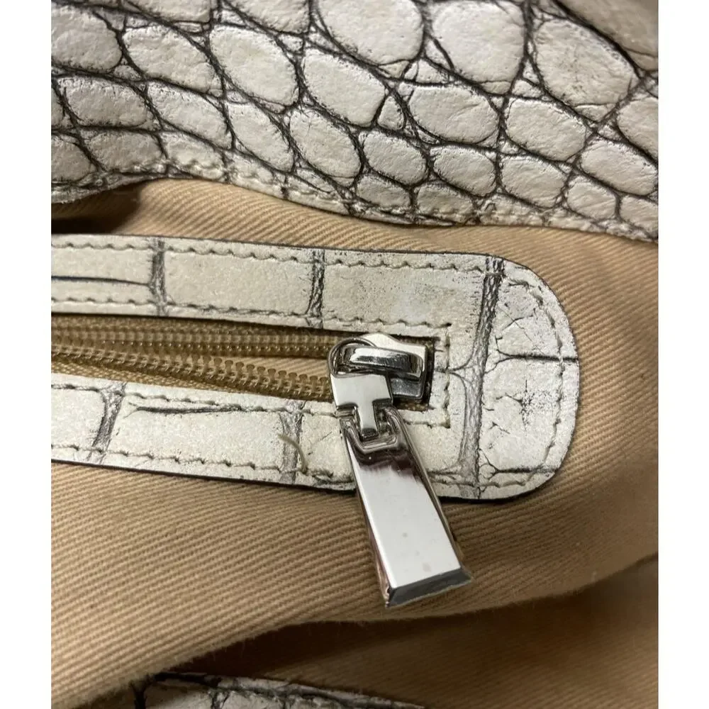 CLAUDIA FIRENZE EUC XL WHITE LEATHER TOTE BAG